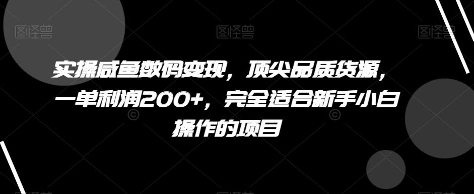 实操咸鱼数码变现，顶尖品质货源，一单利润200+，完全适合新手小白操作的项目【揭秘】-桀创项目掘金社