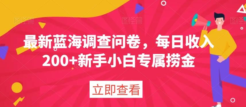 最新蓝海调查问卷，每日收入200+新手小白专属捞金-桀创项目掘金社