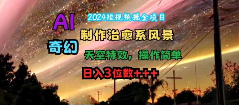 2024短视频掘金项目，AI制作治愈系风景，奇幻天空特效，操作简单，日入3位数【揭秘】-桀创项目掘金社
