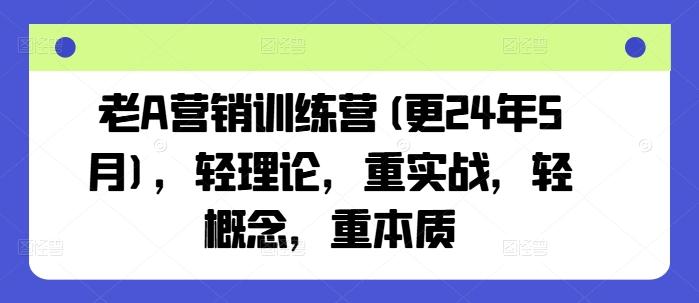 老A营销训练营(更24年6月)，轻理论，重实战，轻概念，重本质-桀创项目掘金社