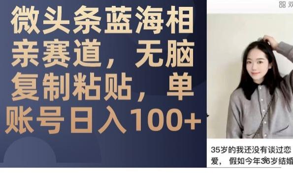 微头条蓝海相亲赛道，无脑复制粘贴，单账号日入100+-桀创项目掘金社