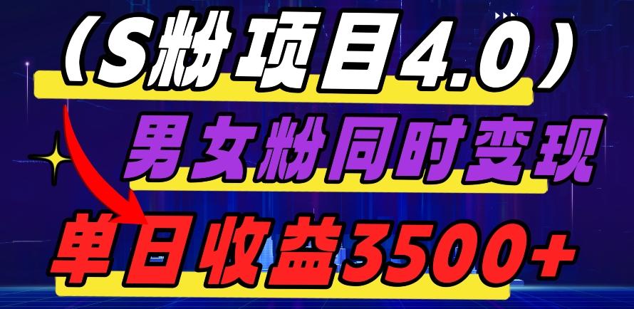 S粉项目4.0，男女粉通吃，男女粉同时变现，单日收益3500+-桀创项目掘金社