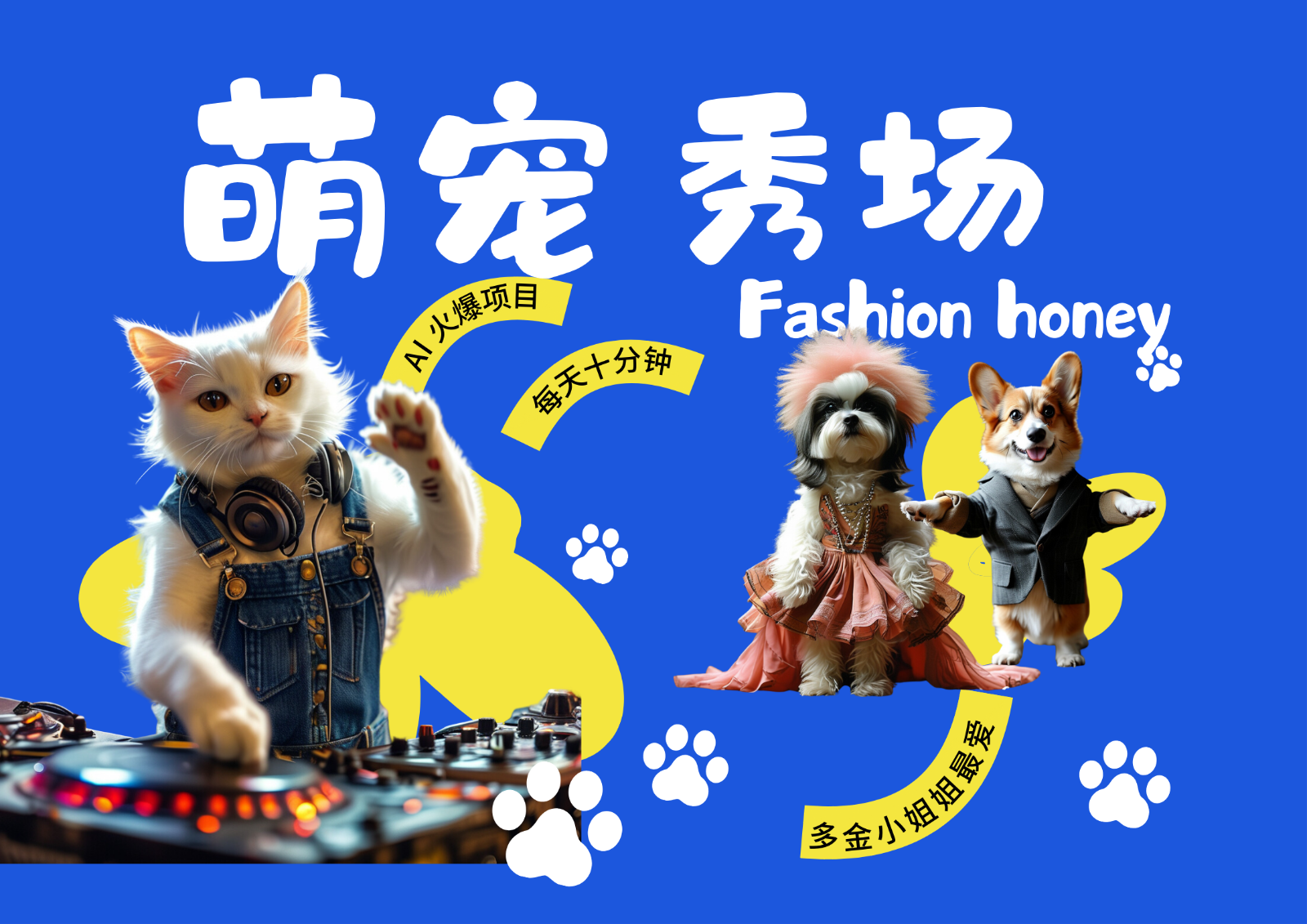 酷飒动物跳舞走秀 时尚喵FASHION汪 多金小姐姐最爱的 轻松月入破W-桀创项目掘金社