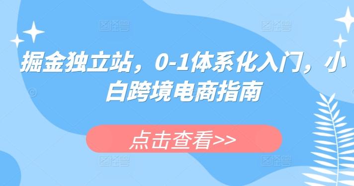 掘金独立站，0-1体系化入门，小白跨境电商指南-桀创项目掘金社