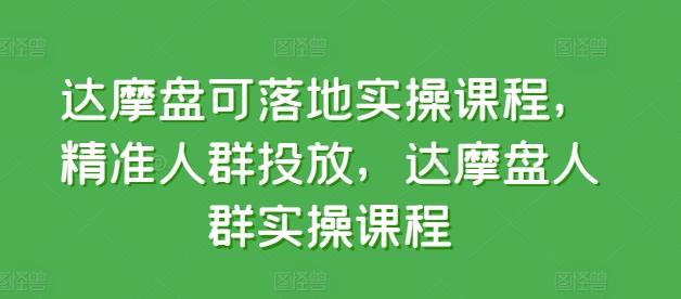 达摩盘可落地实操课程，精准人群投放，达摩盘人群实操课程-桀创项目掘金社