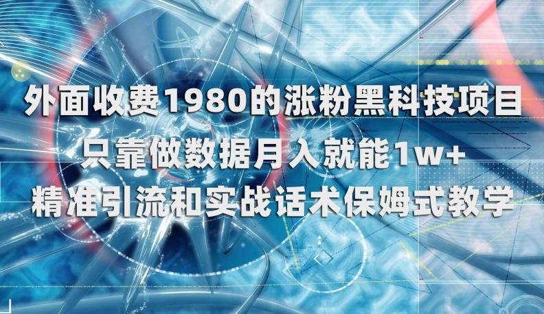 外面收费1980的涨粉黑科技项目，只靠做数据月入就能1w+【揭秘】-桀创项目掘金社