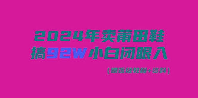 (9329期)2024年卖莆田鞋，搞了92W，小白闭眼操作！-桀创项目掘金社