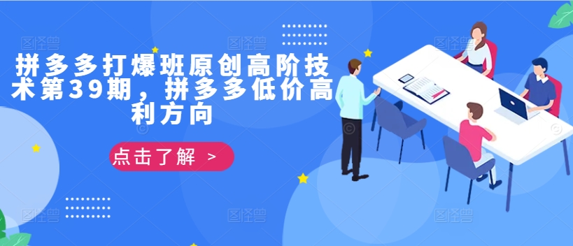 拼多多打爆班原创高阶技术第39期，拼多多低价高利方向-桀创项目掘金社