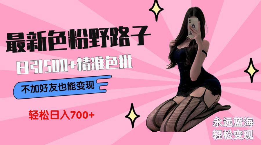 最新色粉变现野路子，日引500+老色批 可不加好友直接变现 小白轻松日入700+-桀创项目掘金社