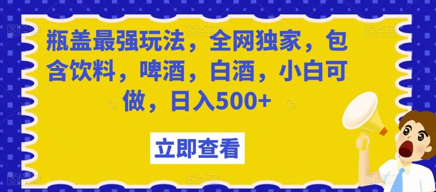 瓶盖最强玩法，全网独家，包含饮料，啤酒，白酒，小白可做，日入500+【揭秘】-桀创项目掘金社