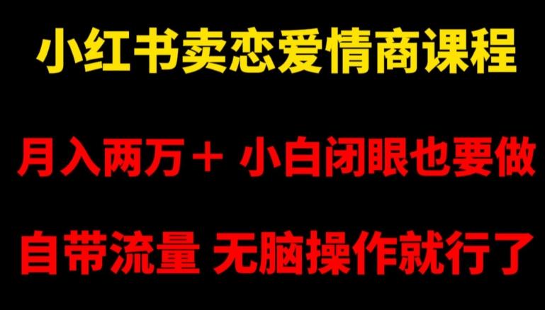 小红书卖恋爱情商课程，月入两万＋，小白闭眼也要做，自带流量，无脑操作就行了【揭秘】-桀创项目掘金社