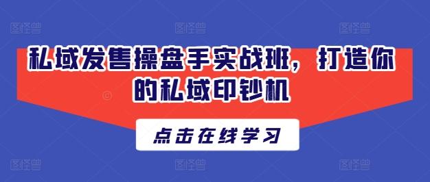私域发售操盘手实战班，打造你的私域印钞机-桀创项目掘金社