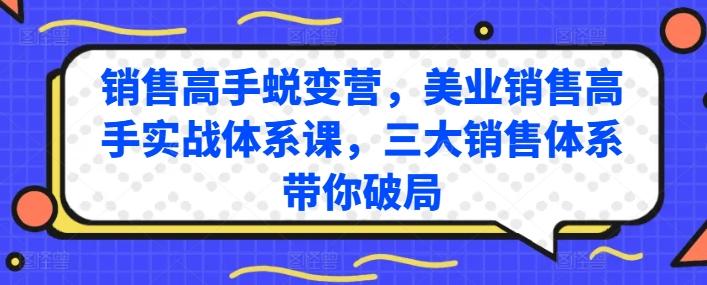 销售高手蜕变营，美业销售高手实战体系课，三大销售体系带你破局-桀创项目掘金社