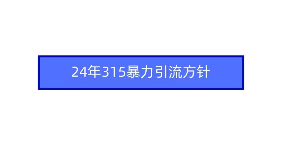 (9398期)2024年315暴力引流方针-桀创项目掘金社