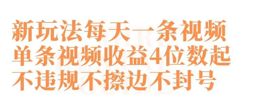 快手新玩法每天一条视频单条视频收益4位数起不违规不擦边不封号【揭秘】-桀创项目掘金社