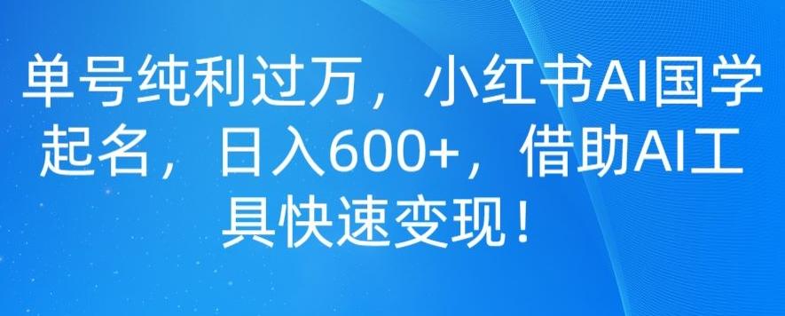 单号纯利过万，小红书AI国学起名，日入600+，借助AI工具快速变现-桀创项目掘金社