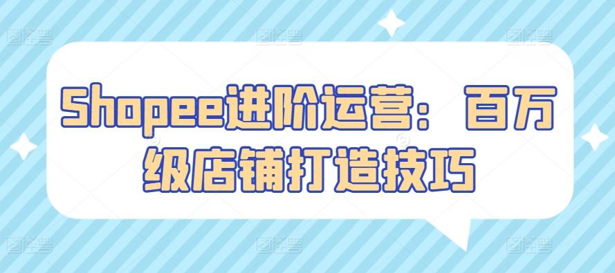 Shopee进阶运营：百万级店铺打造技巧-桀创项目掘金社