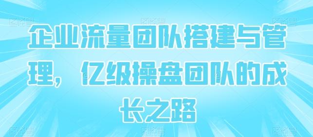 企业流量团队搭建与管理，亿级操盘团队的成长之路-桀创项目掘金社