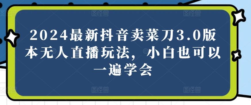 2024最新抖音卖菜刀3.0版本无人直播玩法，小白也可以一遍学会【揭秘】-桀创项目掘金社
