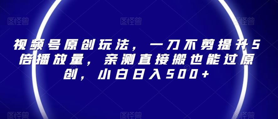 视频号原创玩法，一刀不剪提升5倍播放量，亲测直接搬也能过原创，小白日入500+【揭秘】-桀创项目掘金社