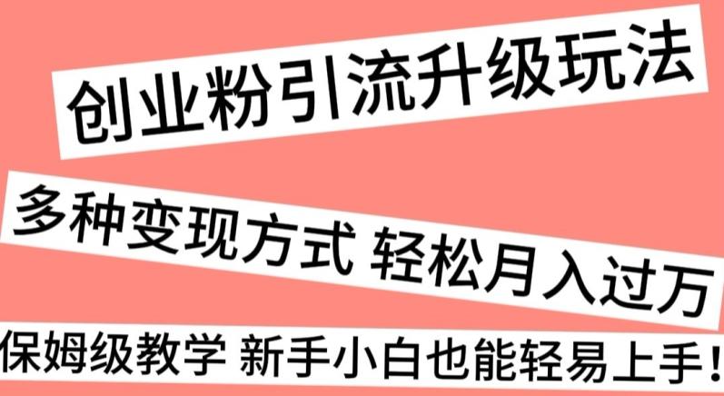 创业粉引流升级玩法，多种变现方式轻松月入过万，保姆级教学新手小白也能轻易上手！-桀创项目掘金社