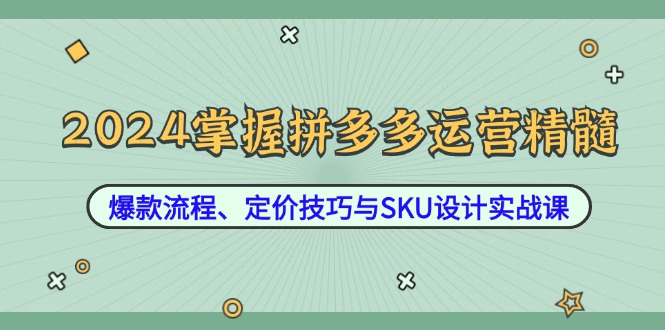 2024掌握拼多多运营精髓：爆款流程、定价技巧与SKU设计实战课-桀创项目掘金社