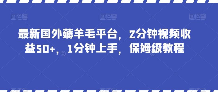 最新国外薅羊毛平台，2分钟视频收益50+，1分钟上手，保姆级教程【揭秘】-桀创项目掘金社