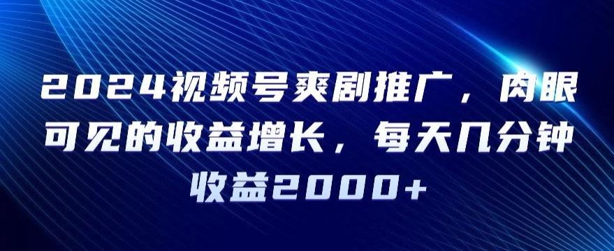 2024视频号爽剧推广，肉眼可见的收益增长，每天几分钟收益2000+【揭秘】-桀创项目掘金社