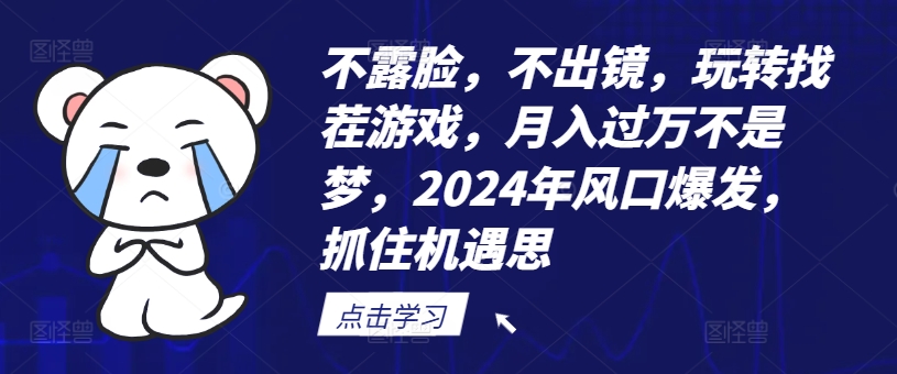 不露脸，不出镜，玩转找茬游戏，月入过万不是梦，2024年风口爆发，抓住机遇【揭秘】-桀创项目掘金社