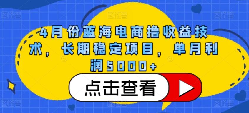 4月份蓝海电商撸收益技术，长期稳定项目，单月利润5000+【揭秘】-桀创项目掘金社