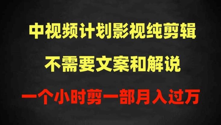 中视频计划影视纯剪辑，不需要文案和解说，一个小时剪一部，100%过原创月入过万【揭秘】-桀创项目掘金社