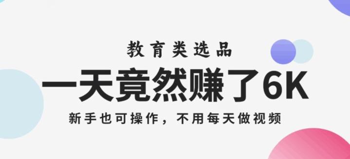 一天竟然赚了6000多，教育类选品，新手也可操作，更不用每天做短视频【揭秘】-桀创项目掘金社