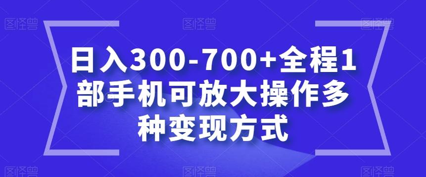日入300-700+全程1部手机可放大操作多种变现方式【揭秘】-桀创项目掘金社