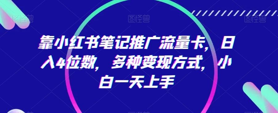 靠小红书笔记推广流量卡，日入4位数，多种变现方式，小白一天上手-桀创项目掘金社