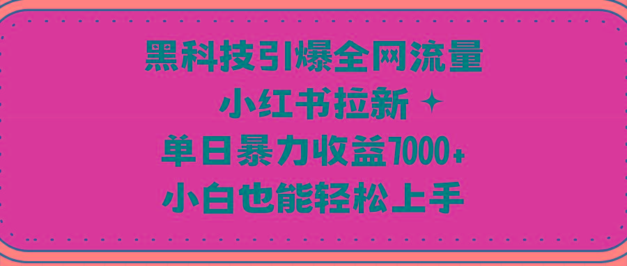 (9679期)黑科技引爆全网流量小红书拉新，单日暴力收益7000+，小白也能轻松上手-桀创项目掘金社
