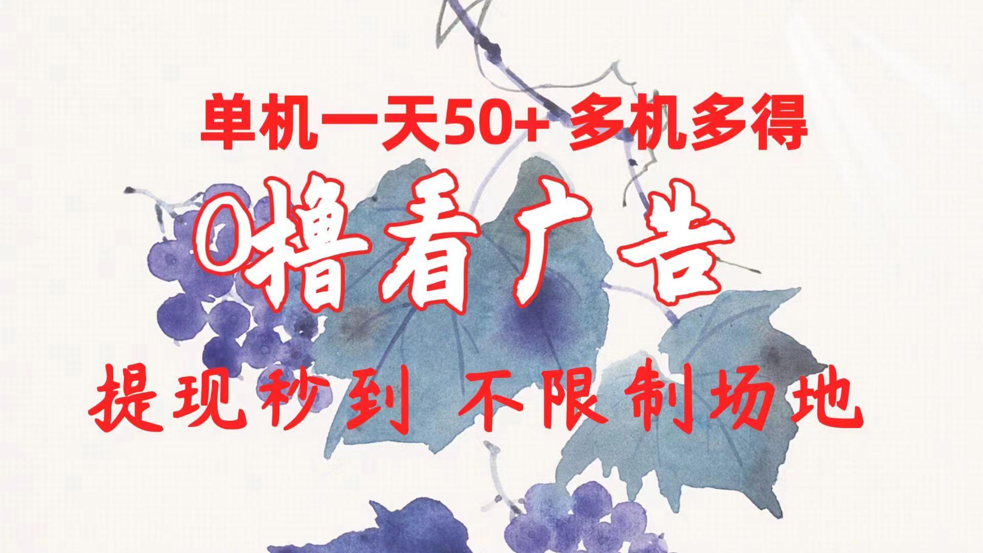 0撸看广告 单机一天50+多机多得 提现秒到 不限制场地操作-桀创项目掘金社