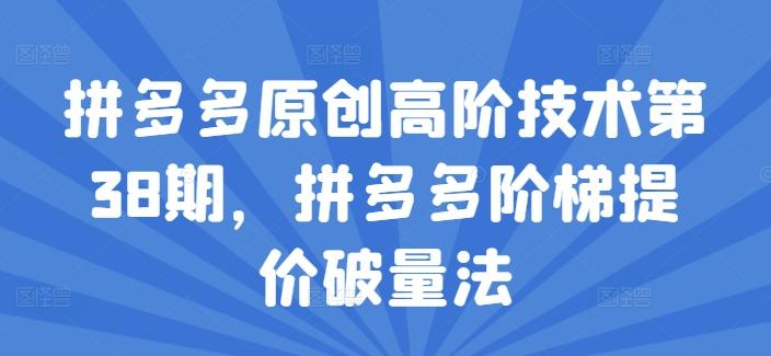 拼多多原创高阶技术第38期，拼多多阶梯提价破量法-桀创项目掘金社