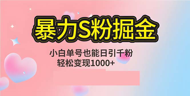 单人单机日引千粉，变现1000+，S粉流量掘金计划攻略-桀创项目掘金社