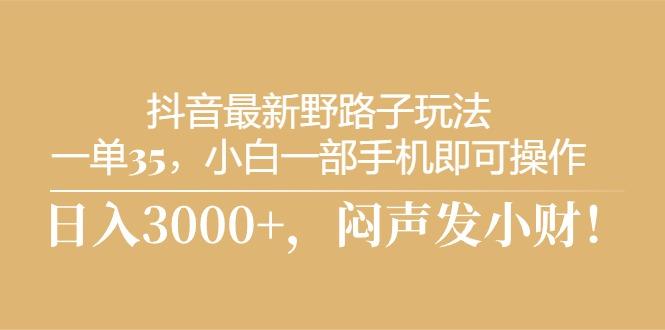 抖音最新野路子玩法，一单35，小白一部手机即可操作，，日入3000+，闷…-桀创项目掘金社