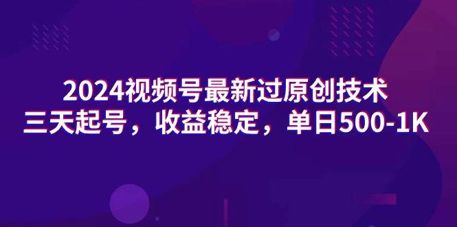 (9505期)2024视频号最新过原创技术，三天起号，收益稳定，单日500-1K-桀创项目掘金社