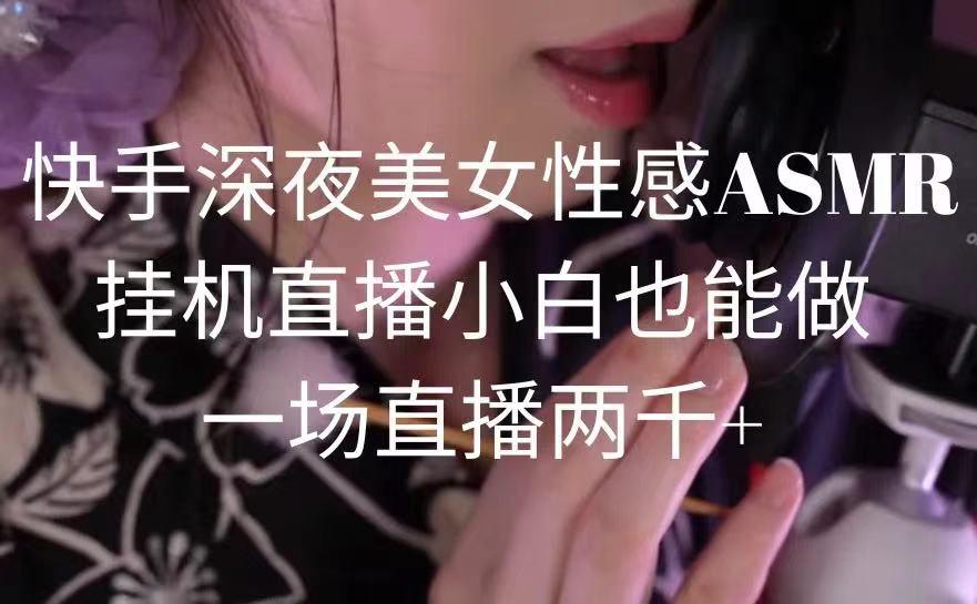 快手深夜美女性感ASMR挂机直播，小白也能做，一场直播两千+-桀创项目掘金社