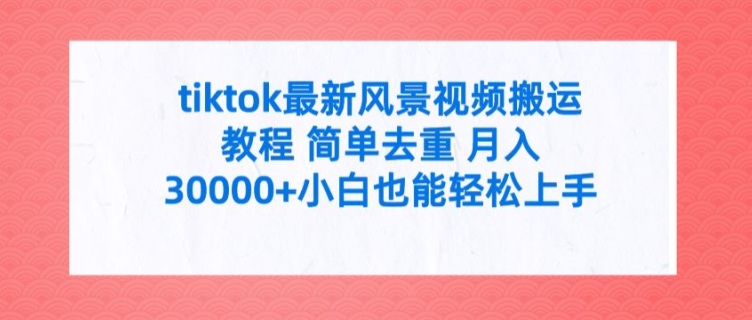 tiktok最新风景视频搬运教程 简单去重 月入3W+小白也能轻松上手【揭秘】-桀创项目掘金社