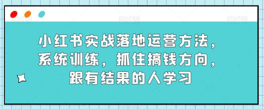 小红书实战落地运营方法，系统训练，抓住搞钱方向，跟有结果的人学习-桀创项目掘金社
