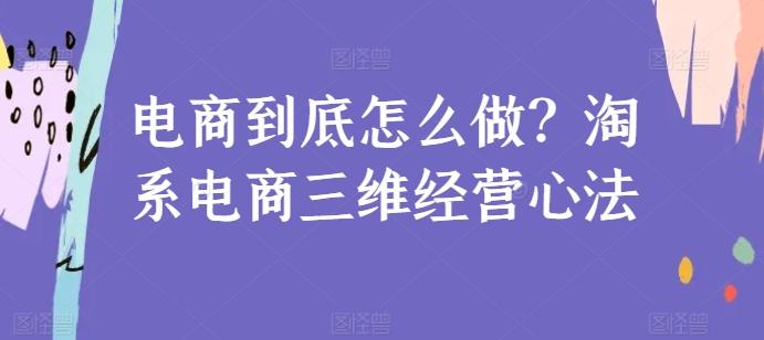 电商到底怎么做？淘系电商三维经营心法-桀创项目掘金社