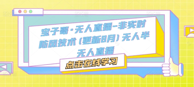 宝子哥·无人直播-非实时防风技术(更新9月)无人半无人直播-桀创项目掘金社