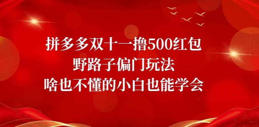 拼多多双十一撸500红包野路子偏门玩法，啥也不懂的小白也能学会【揭秘】-桀创项目掘金社