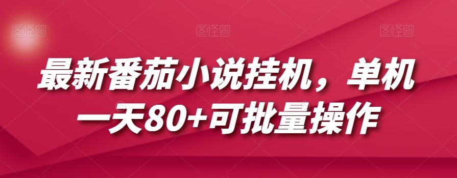 最新番茄小说挂机，单机一天80+可批量操作【揭秘】-桀创项目掘金社