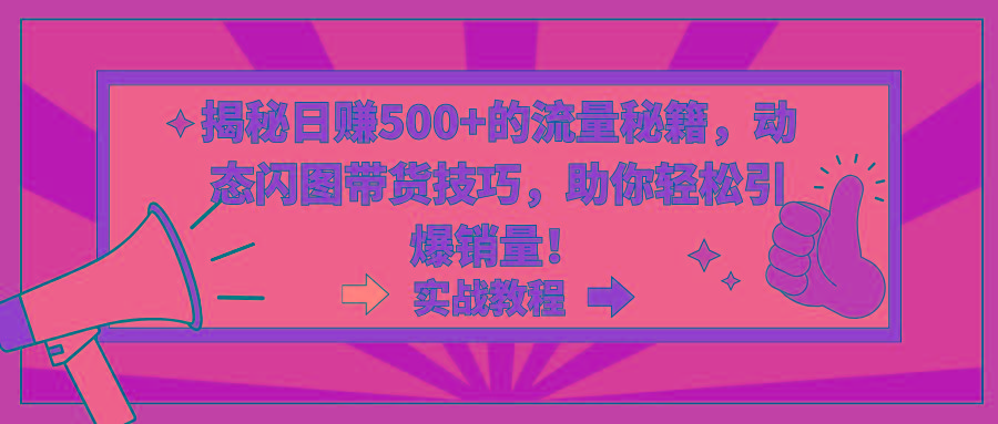 揭秘日赚500+的流量秘籍，动态闪图带货技巧，助你轻松引爆销量！-桀创项目掘金社