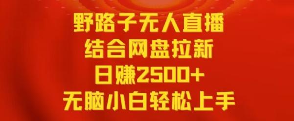 野路子无人直播结合网盘拉新，日赚2500+，小白无脑轻松上手【揭秘】-桀创项目掘金社